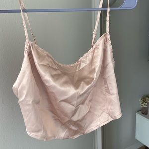 Blush cropped silk cami